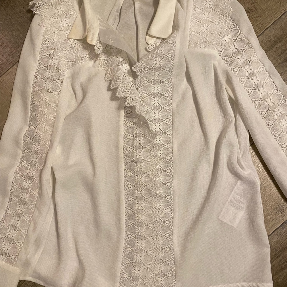 Maje white lace collared blouse size 34
